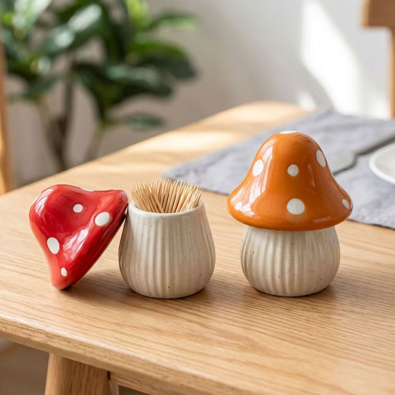Kitchen Appliances Rack - Cartoon Mushroom Ceramic Storage Jars Home