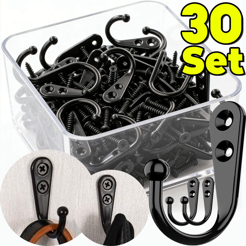 Kitchen Appliances Rack - Black Metal Hooks with Screws Wall