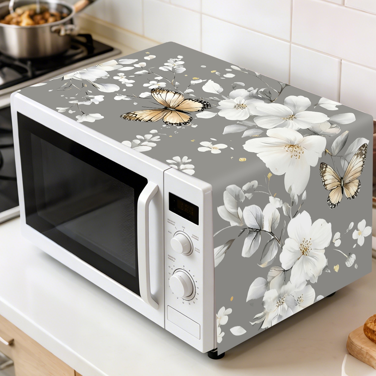 1pc  White Flower Microwave Du - огляд і ціна Kitchen Appliances White