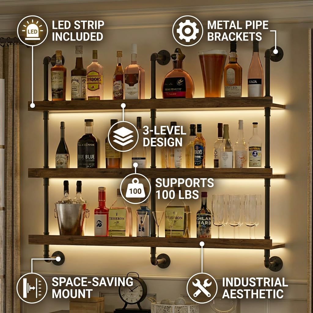 Wall Mounted Wine Rack With LE - огляд і ціна Kitchen Appliances Rack