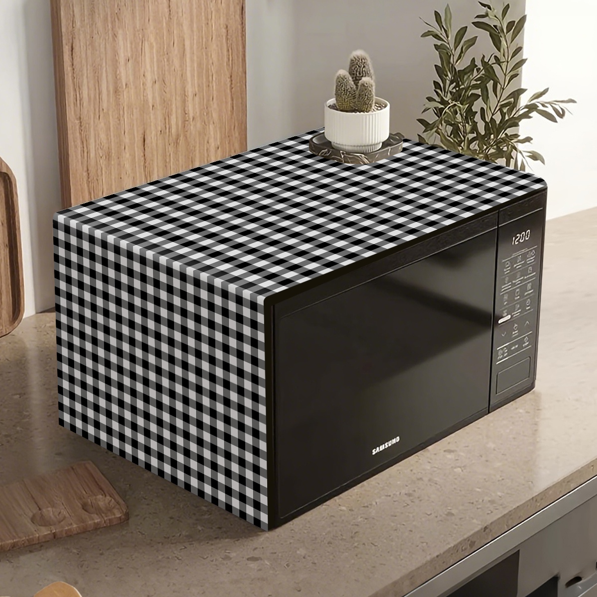 Black White Plaid Microwave Ov - огляд і ціна Kitchen Appliances White