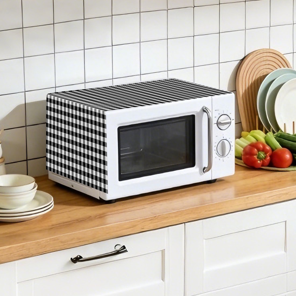 Black White Plaid Microwave Ov - огляд і ціна Kitchen Appliances White